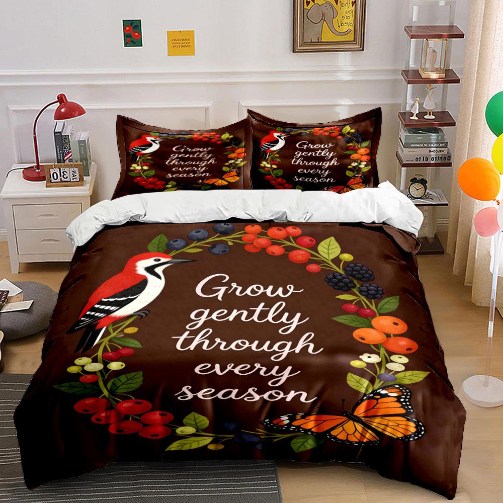 

Bird, butterfly, berries wreath. Bedding sets Duvet cover sets Duvet covers Pillowcases(1 * Duvet Cover 2 * Pillowcases, without duvet insert) 135x200cm