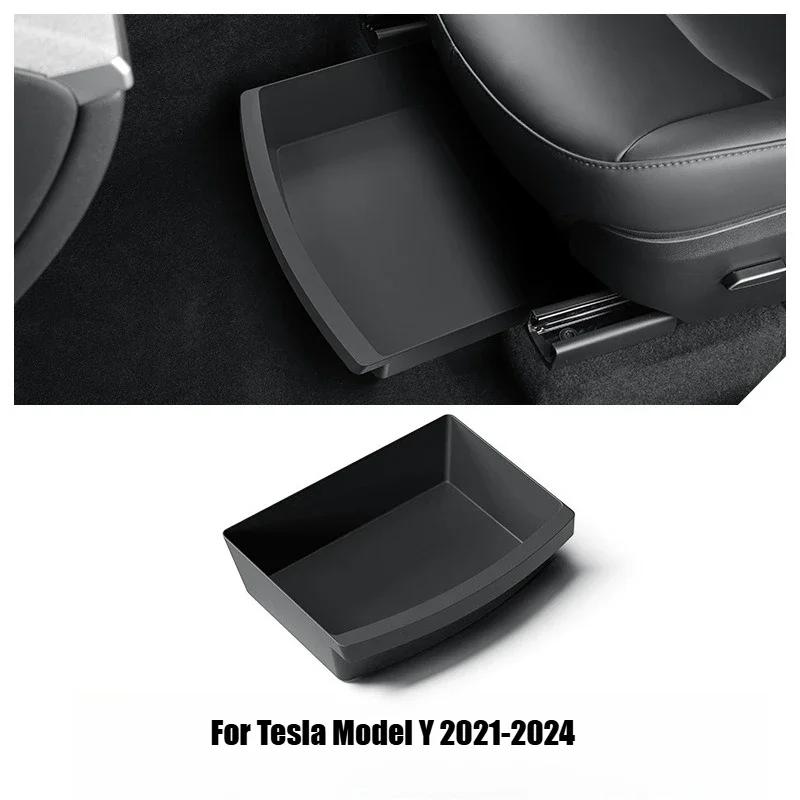 Front Seats Under Seat Drawer TPE Storage Box Car Seat Storage Organizer for Tesla Model Y Juniper 2025 Interior Accessories
