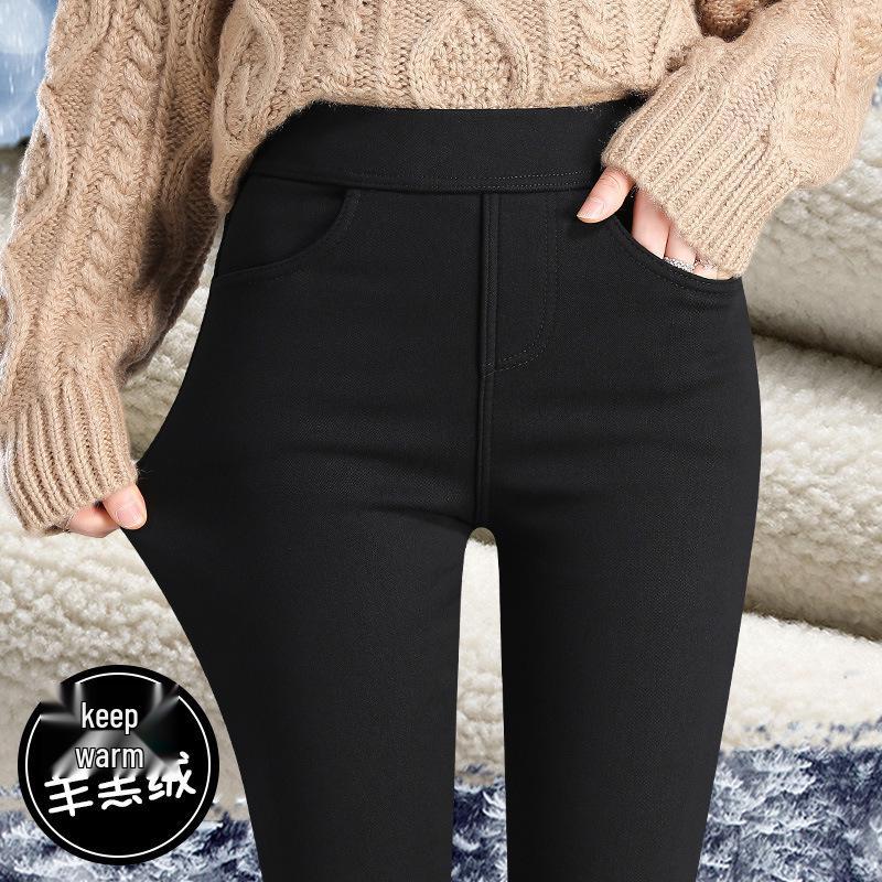 Women's Fleece-Lined Skinny Leggings - Warm, Elastic, Slimming, Butt-Lifting Base Layer for Outdoor Autumn & Winter Sports