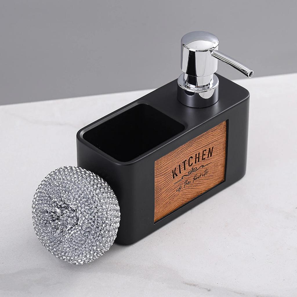 Kitchen Soap Dispenser with Sponge Holder Liquid Hand and Dish Soap Dispenser for Kitchen Sink Bathroom Hand Soap Dispenser