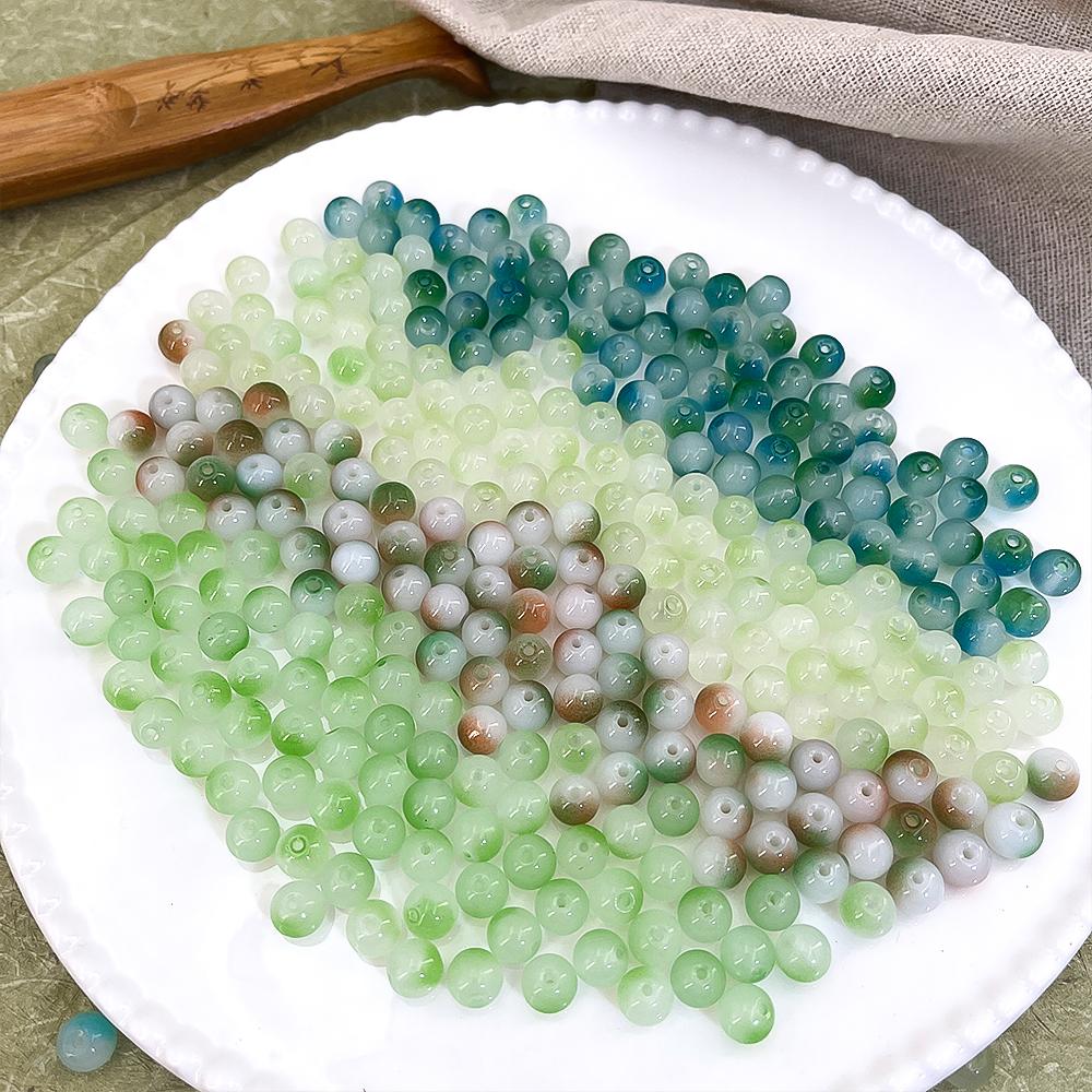 100pcs Glass Gradient Beads Multi Color Round 8mm Loose Spacer Beads for DIY Craft Bracelet Necklace Jewelry Making Findings