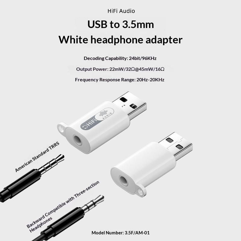 USB A to 3.5mm TRRS Audio Converter External Sound Card HiFi Sound Headphone Mic Adapter for Portable Laptop PC Use