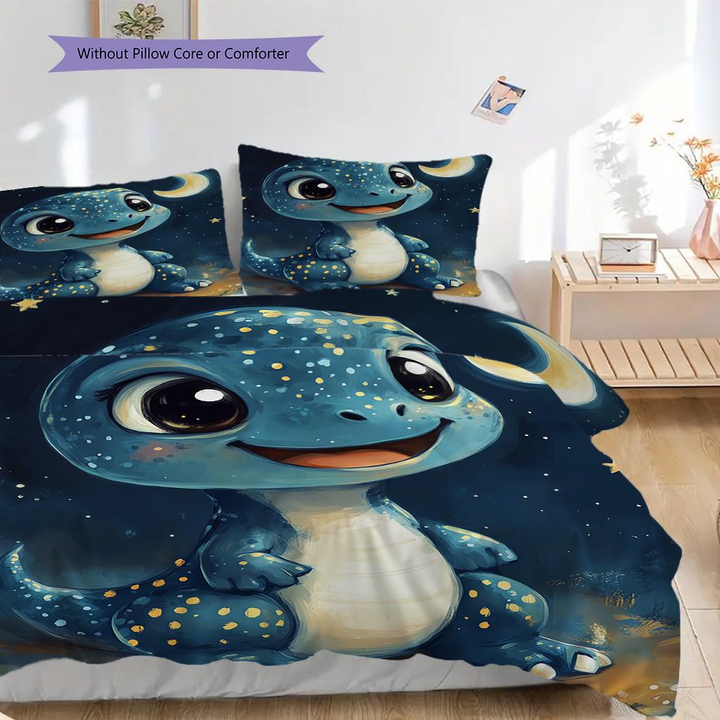 Dinosaurier-Muster Bettwäsche Steppdecke Set Bettbezug Kissenbezug Heimdekoration Geburtstagsgeschenk (1 Bettbezug + 2 Kissenbezüge, ohne Füllung)