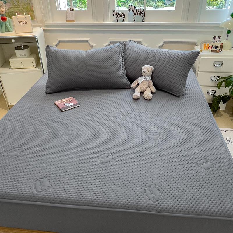 New Quilted Fitted Sheet, Washed Cotton Single Piece All-inclusive Bed Cover, Mattress Protector, Dormitory Single All-inclusive Bed Sheet