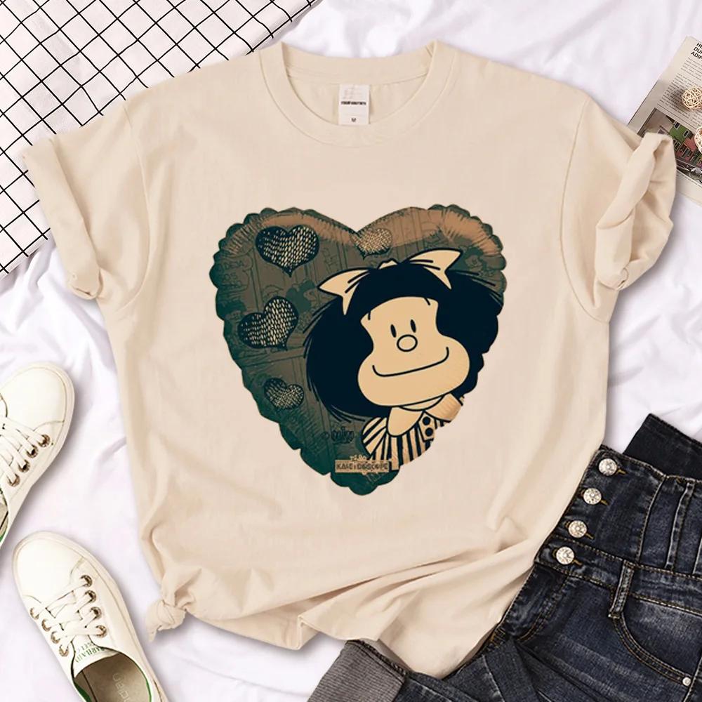 Mafalda T-shirts Women Japanese Tee Female Funny Designer Graphic Clothes  Y2k Top  Shirts for Women
