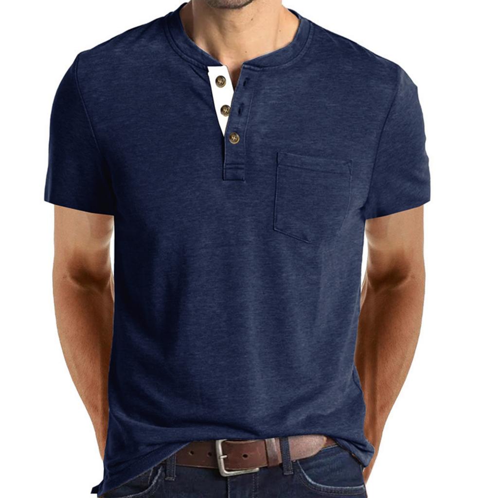Herren Casual einfarbiges Basis Sportshirt, Herren Rundhals Kurzarm Top