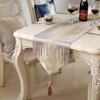 Blue White Striped Table Flag Modern Minimalist Table Runner Long Bed Tail Decoration Towel Tea Tables Cover Cloth Hanging Tassels Accessories