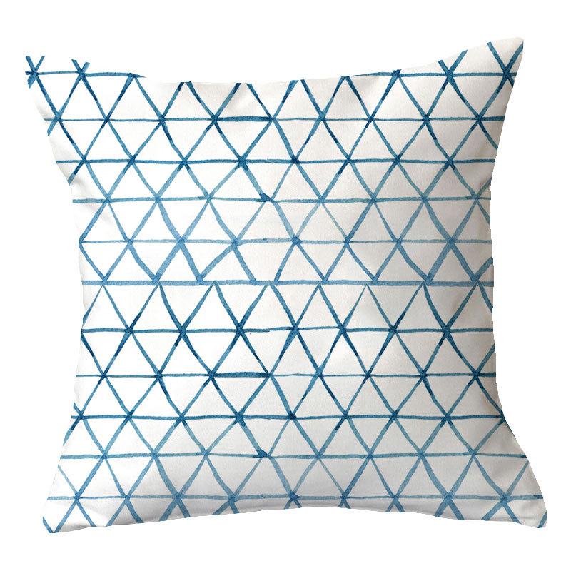 Simple New Blue Geometric Plush Pillowcase Home Fabric Sofa Pillow Cushion Cover Design