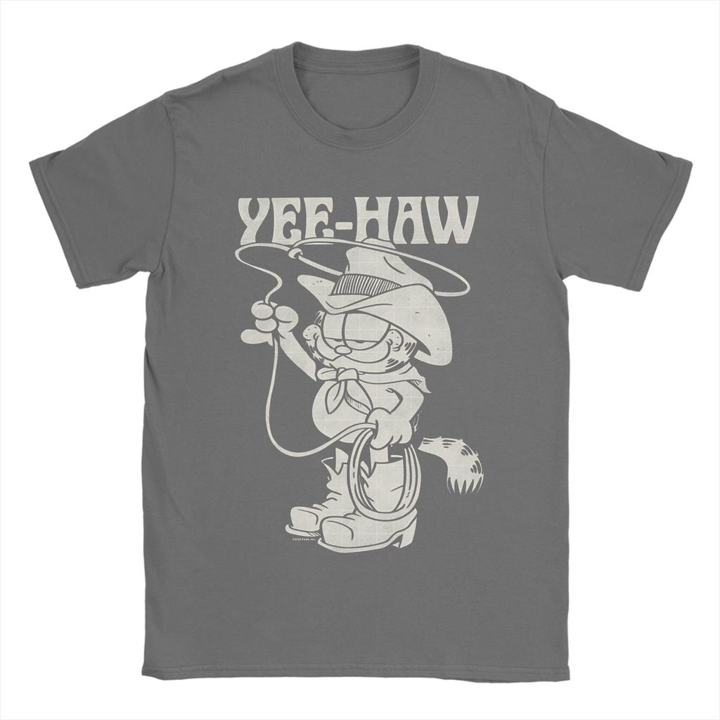 Garfields Cowboy Yee-Haw Vintage Retro Big Chest T-Shirts Cotton Tee Shirt Crewneck Short Sleeve T Shirts Plus Size Clothing