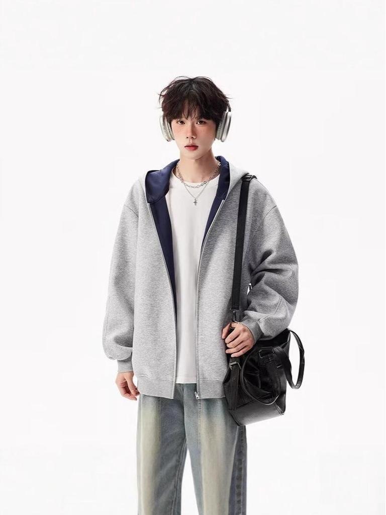 Unisex Autumn Trendy Loose Hooded Cardigan Jacket