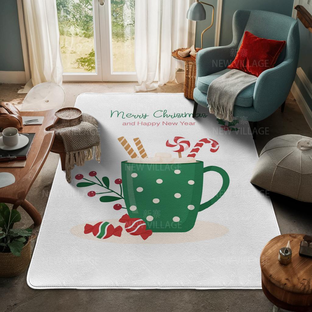 House Entrance Carpet Home Door Mat Living Room Bath Foot Bathroom Non-slip Water Absorption Rugs Bath Merry Christmas Winter