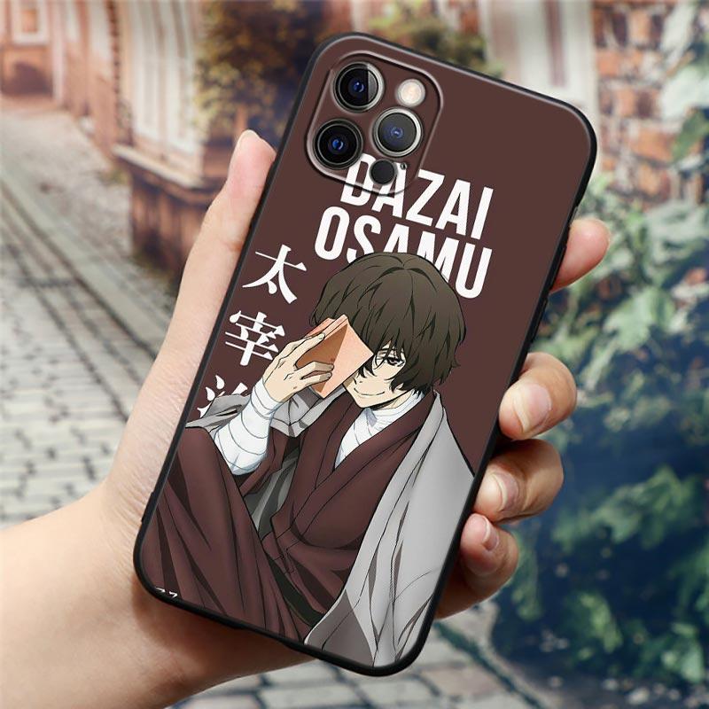 Pouzdro na telefon Cartoon Anime Bungou Stray Dogs Dazai Osamu pro iPhone14 13 12 11 Pro Max 8 7 SE XR XS Plus Černý měkký silikonový kryt