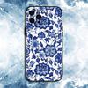 Blue white Porcelain Pattern Phone Case For iPhone17,16,15,14,13,12,11 Plus,Pro Max, Soft Silicone Black Cover