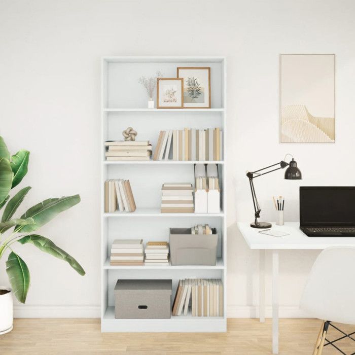VidaXL Bookcase White 80x24x176 Cm Engineered Wood, Bookshelf, Book Holder, Book Support, Cabinet of 857853