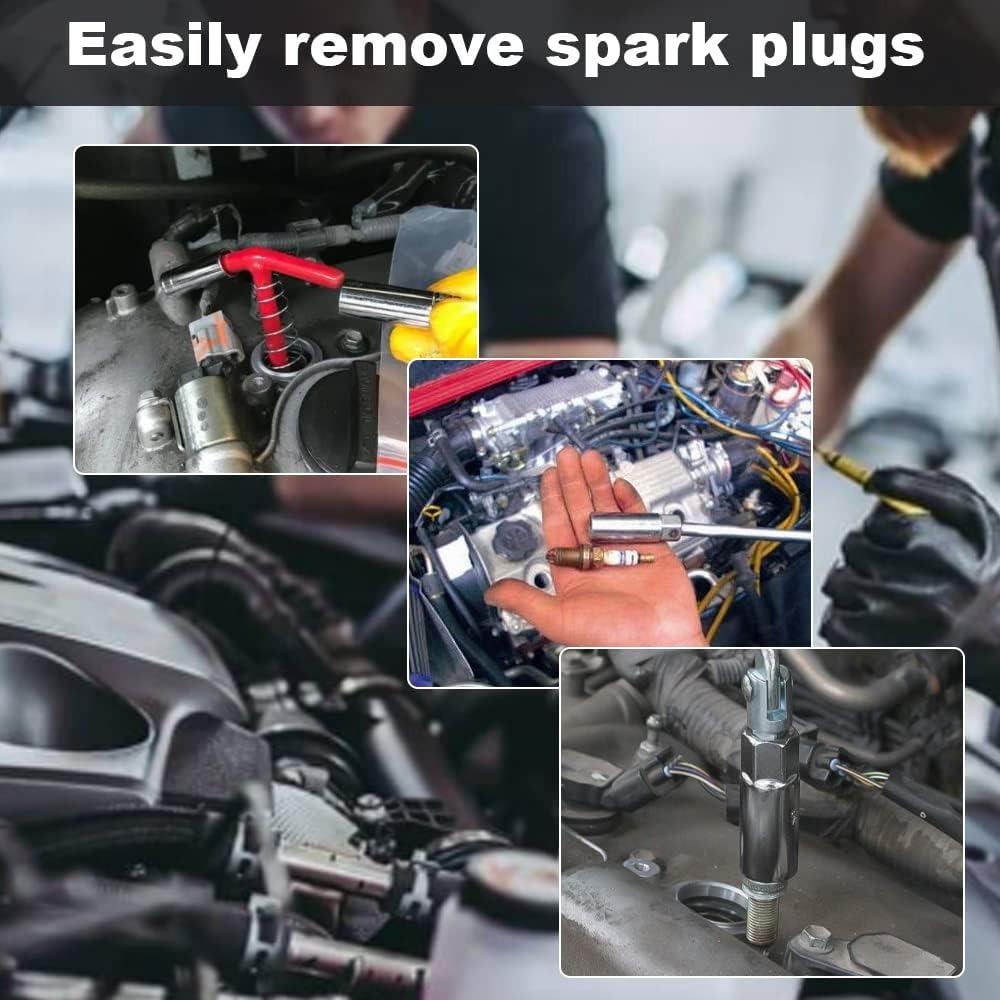 2Pcs Spark Plug Spanner Combination Wrench 16/21mm Remover Tool Universal T Handle Socket Spanner Steel Change for Spark Plug Sleeve Pack of 2