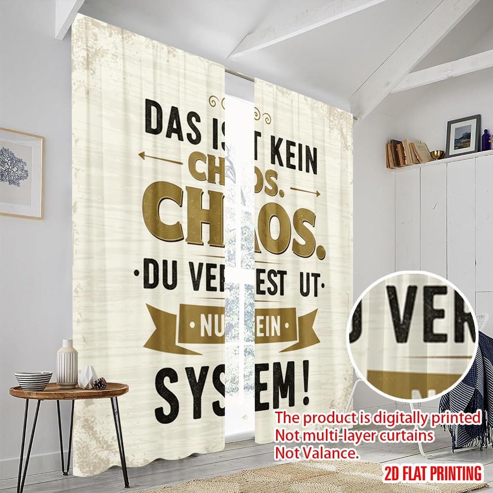 2pcs 2D Flat Printing Window Treatment Curtains This Is Not Chaos 100% Polyester Without Electricity Seasonal Party & Holiday