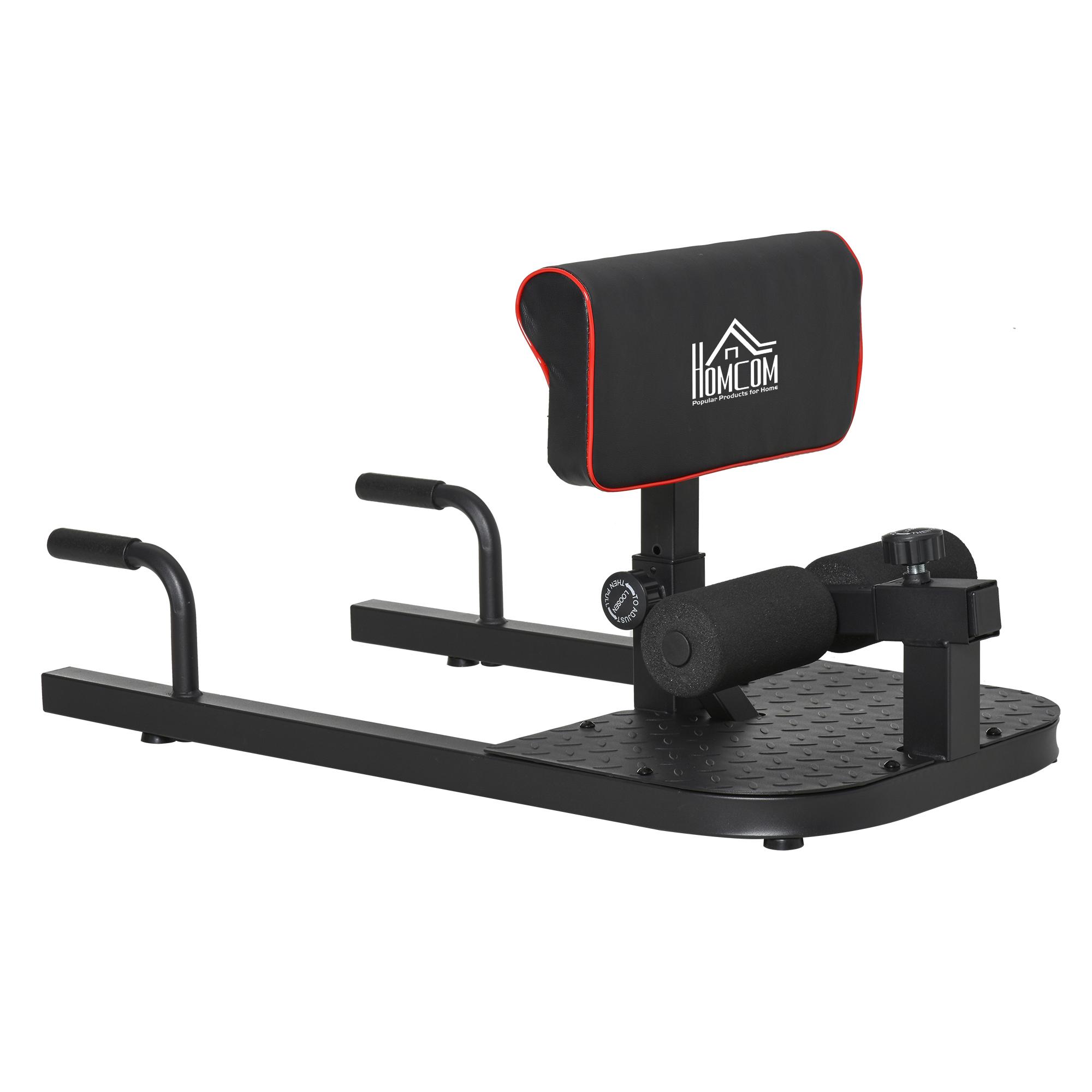 Machine à Squats avec Support Pompes Banc de Hip Thrust Rembourré avec Coussin Réglable Pour Salle de Sport à Domicile Entraînement Noir