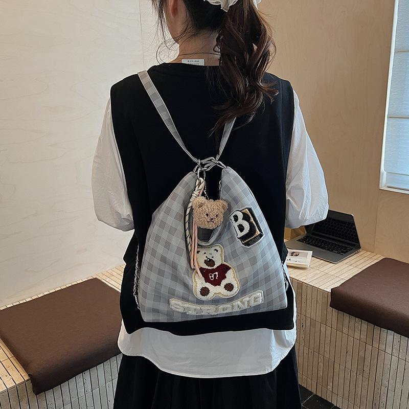 New Fashion Casual Large Capacity Backpack Cartoon Embroidered Shoulder Bag