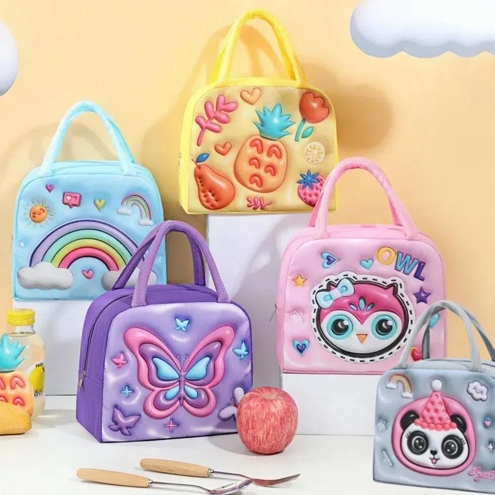New 3D Children's Lunch Box Bag Cartoon Thickened Thermal Insulation Bag Aluminum Foil Cool Storage Fresh Storage Bag For Kids