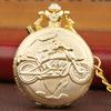 Motorcycle Luminous LED Flash Motorbike Moto Quartz Pocket Watch Carved Chain Clock Gift for Men Women