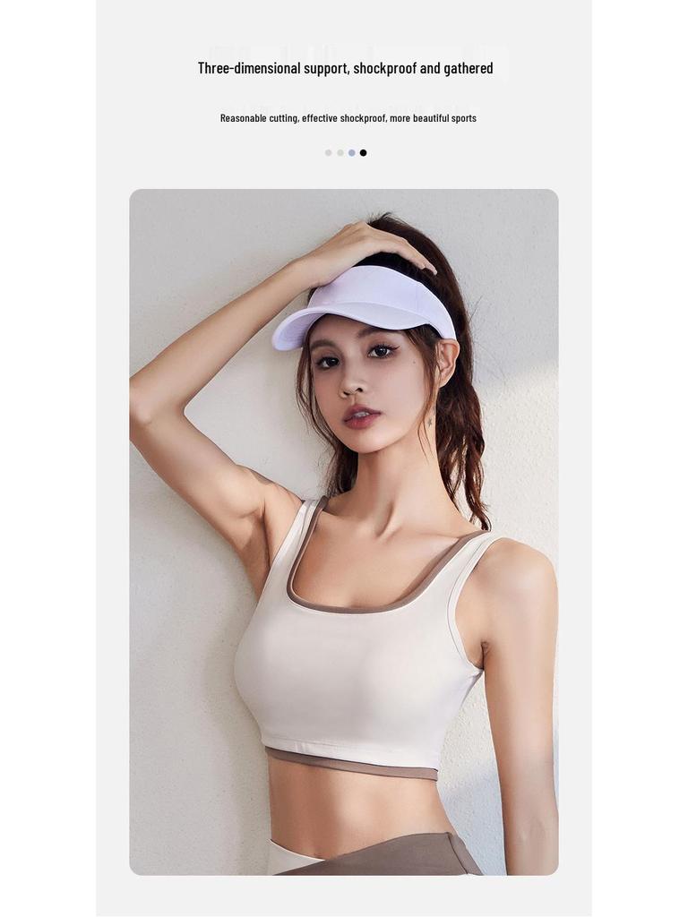 Women's High-Support Shockproof Color Block Sports Bra - Bust-Enhancing, Side-Slimming, Ideal for Yoga & Outdoor Activities