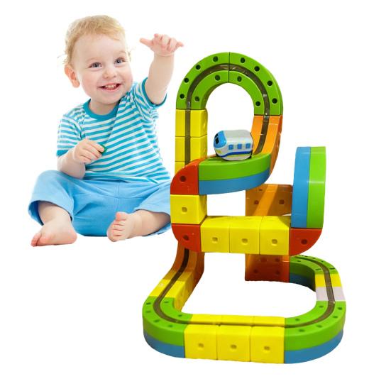 1 Set Magnetic Track Train Toy Kit Kids DIY Rail Building Gravity-Defying