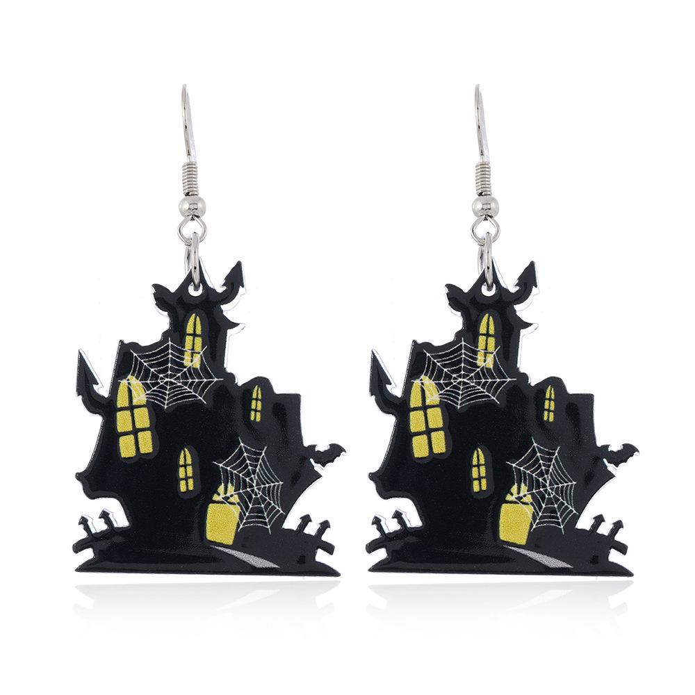 Halloween Skull & Bat Acrylic Earrings: Unique Horror Fashion for Women
