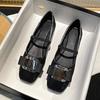 Fashion Retro Bowknot Soft Leather Women Ballet Flats Plus Size Sole Bottom Comfortable Square Toe Outdoor Ladies Casual Mary Jane Shoes