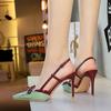 Bow, Thin Heel, High-heeled Shoes with Feminine Temperament, Empty Back Strap, Women's Single Shoes
