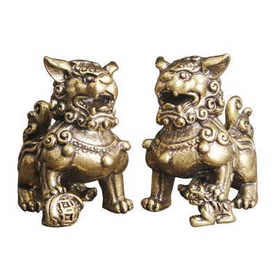 Retro Lion Skulpturen Messing Ornament Handwerk Statue Figurine Goldene Decor