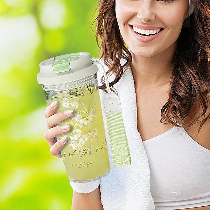 

Water Bottle With Straw 600ml Sports Water Bottle Flower Jug With Lid Travel Mug Flask Car Cup Holder Friendly For Home Outdoor Other зелёный