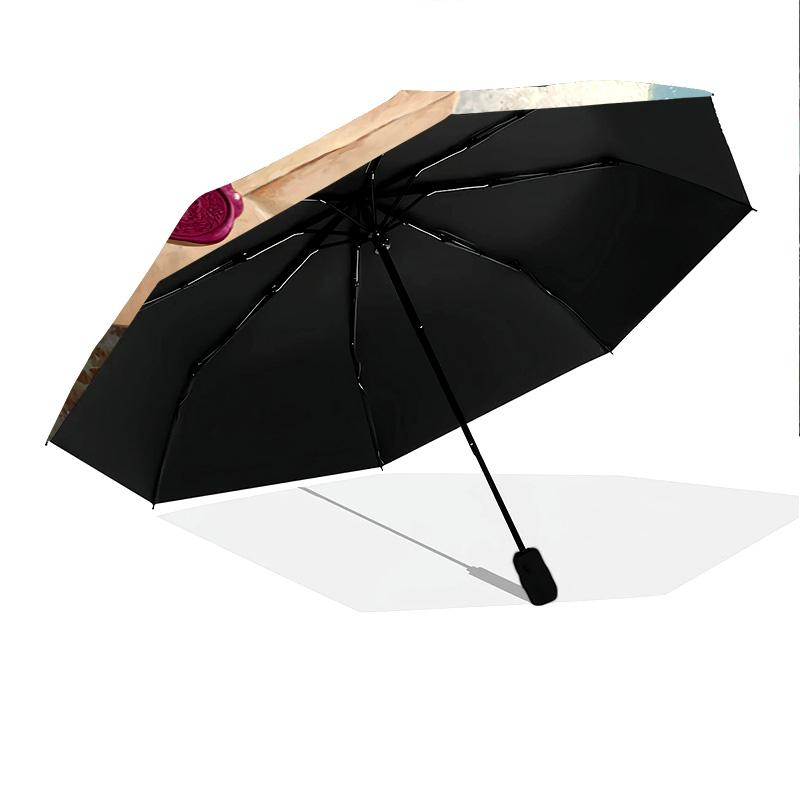 1 szt. Automatyczny Składany Parasol - Wzór Sowy, Przenośny i Składany Design z 8 Żebrami, Prezenty na Boże Narodzenie i Urodziny