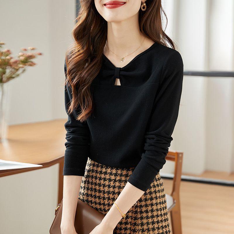 YYFS Women's Fashion Casual Spring Fall Solid Color Print Long Sleeve V-Neck Blouses & Shirts