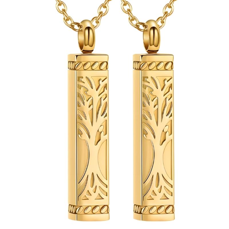 2Pieces Memorial Jewelry Engravable Necklace Stainless Steel Keepsake Pendant Necklace for Pet Ashes Preservation