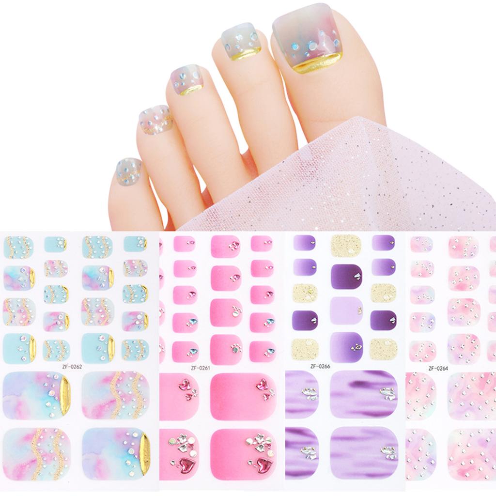 22tips/sheet Toenail Sticker Full Cover Waterproof Non-toxic Sticker Foot Toenail Tablets Nail Sticker DIY Nail Art Tool