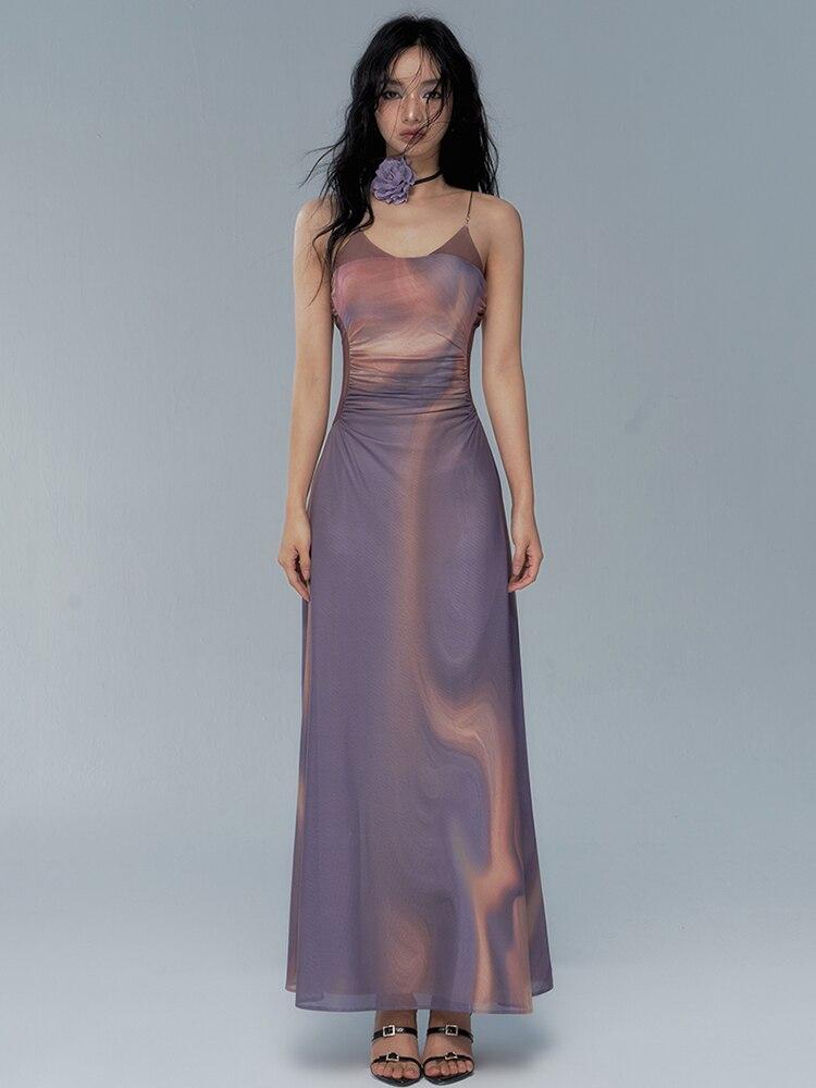 Xitao Μόδα Γυναικείο Ταμπεραμέντο Πλισέ Φόρεμα με Τιράντες LYD1065