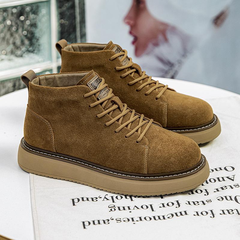 

Зимние новые кожаные мужские туфли на платформе, повседневные туфли в стиле ретро, британские ботинки Мартина, универсальные туфли на доске, рабочие короткие ботинки 41