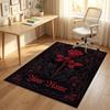 Roses Theme Soft Crystal Velvet Rug Custom Name & Text Print Non Slip Floor Rug for Bedroom Living Room