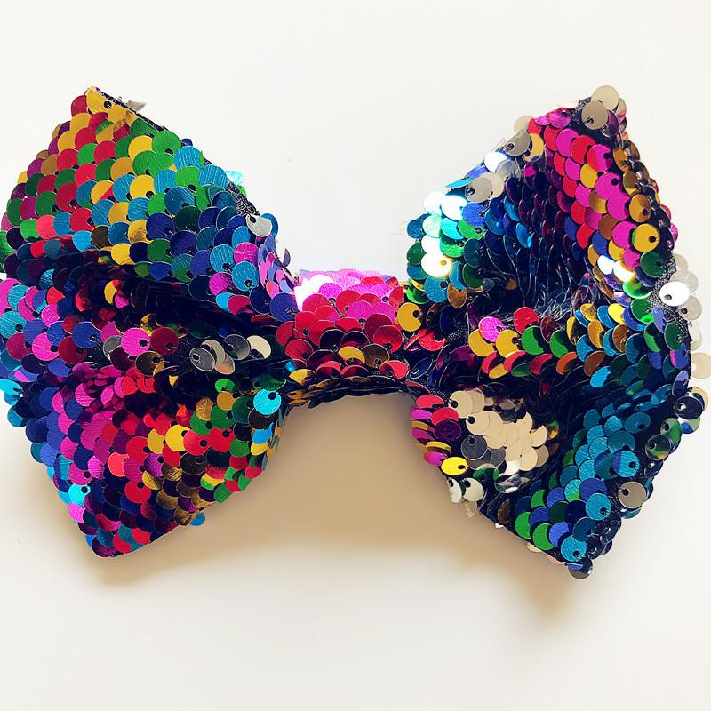 1 PC Big Bow Hair Clip For Girl Colorful Pink Green Sequin Bow Knot Hair Bow With Clip Alloy HairPin Barrettes Hair Accessories