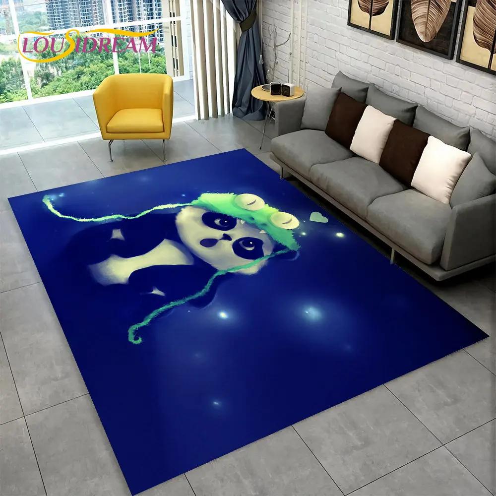 Dywan z motywem zwierząt z kreskówek Panda, dywanik do salonu, sypialni dziecięcej, sofy, wycieraczki, kuchni, antypoślizgowa mata podłogowa