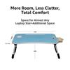 Engineered Wood Foldable Laptop Table with Cup Holder, Tablet Groove and Mini Drawer (60L X 40W X 26H Cm, Blue)