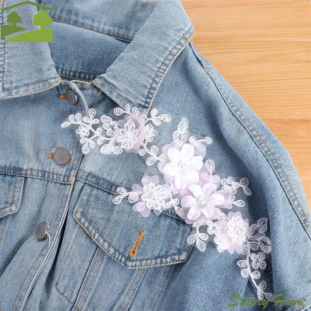 

DIY 3D Embroidery Flower Appliques Beaded Lace Clothing Patches Elegant Exquisite Clothing Applique Dressmaking