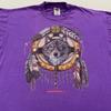 Vtg 90s MASHANTUCKET CONNECTICUT NATIVE AMERICAN WOLF T-Shirt XL Dream Catcher