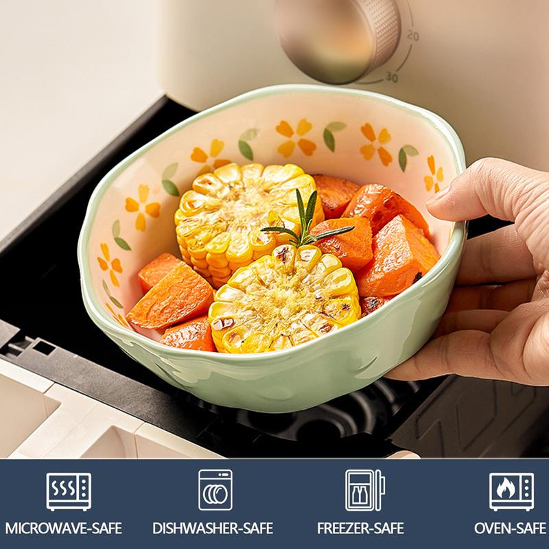 6-inch Flower Shaped Ceramic Salad Bowl Air Fryer Bowl Kitchen Dessert Snack Plate Household Baked Rice And Fruit Bowl