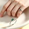 Adjustable Green Zircon Square Pinky Ring with Paved Rhinestones - Light Luxury for Women