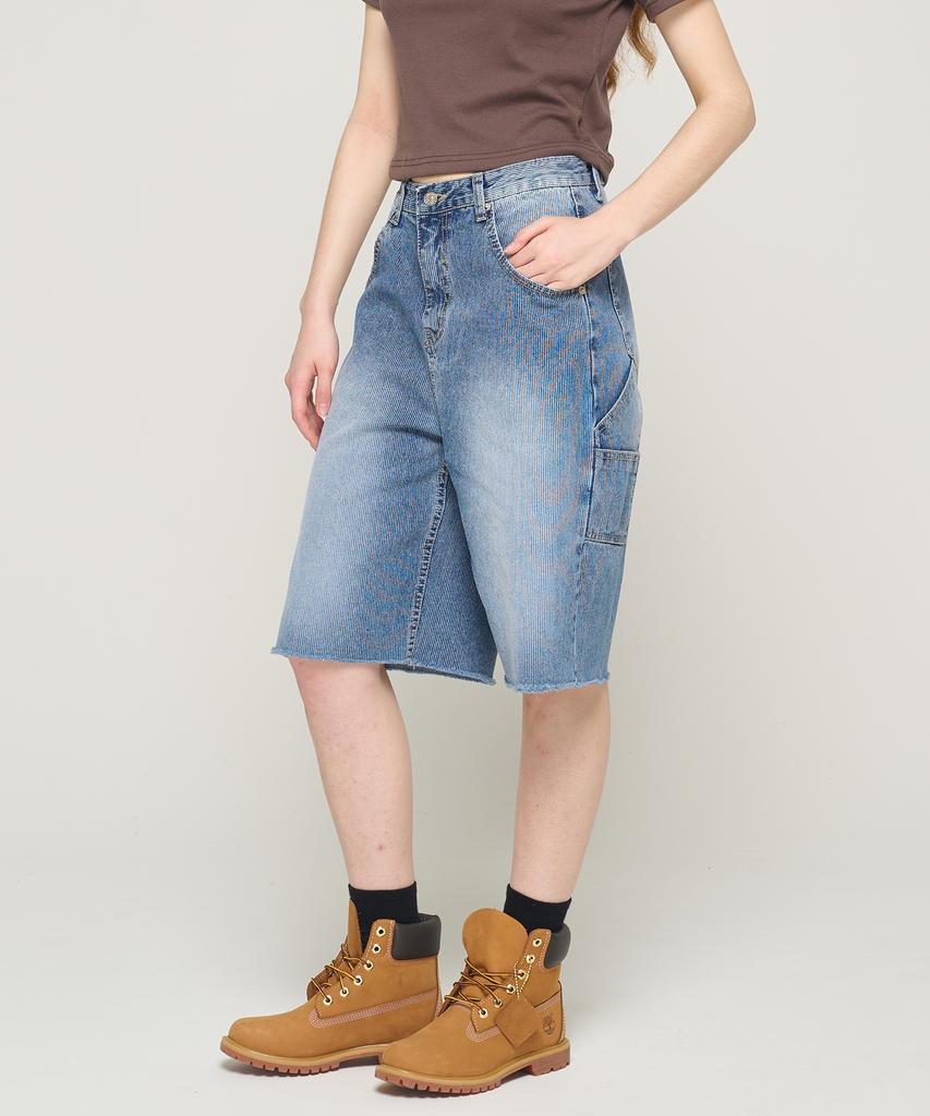 CARGOBROS FOR WOMAN Fade Wash Cargo Bermuda Pants (Blue)