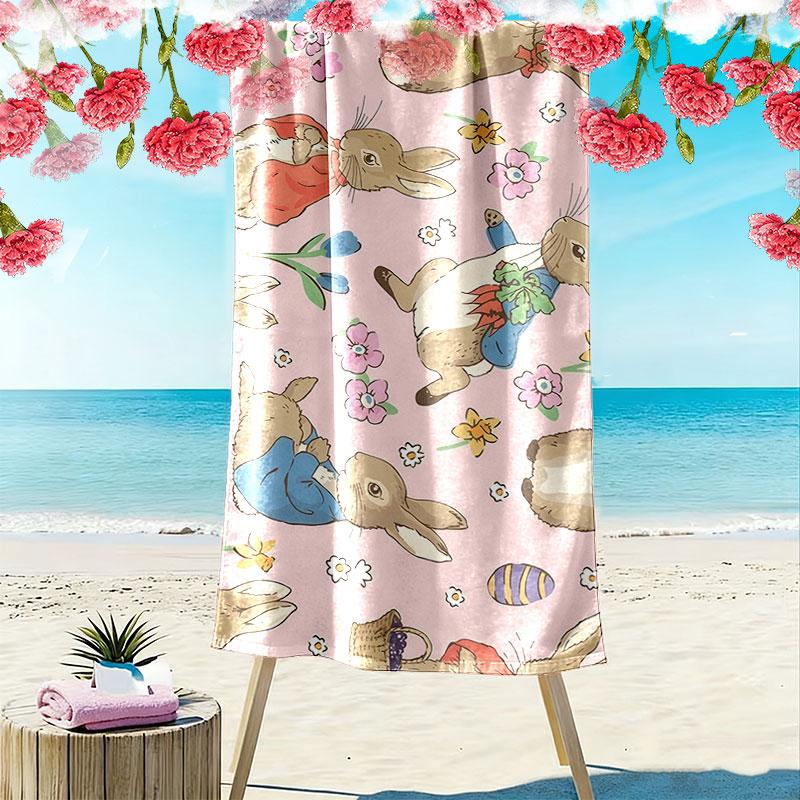 Peter Rabbit Print Beach Towel, Large Soft Quick Dry Towel for Beach Camping Swimming