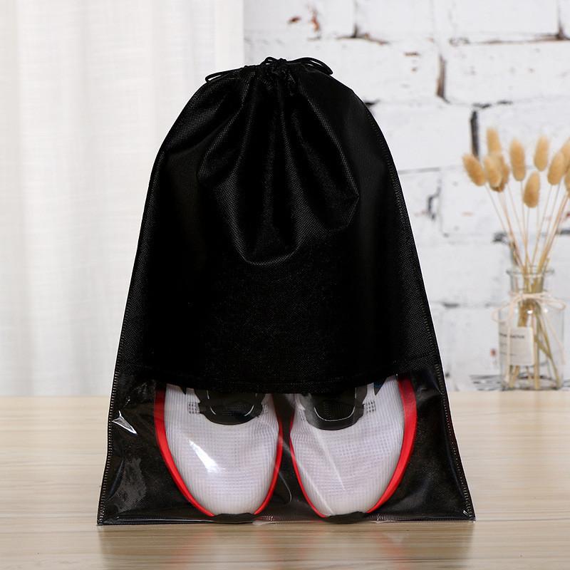 

1 шт., женская и мужская водонепроницаемая сумка для обуви, чехол из ПВХ, дорожная упаковка, сумка для хранения обуви на шнурке, органайзер, дорожные аксессуары L чёрный