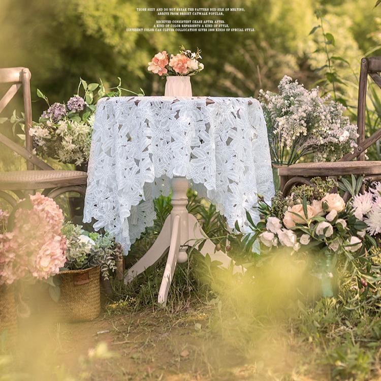 Coffee Table Tablecloth Internet Celebrity Lace Living Room Household Small Round Table Tablecloth Nordic Style Hollow Dining Table Cloth Cloth Round