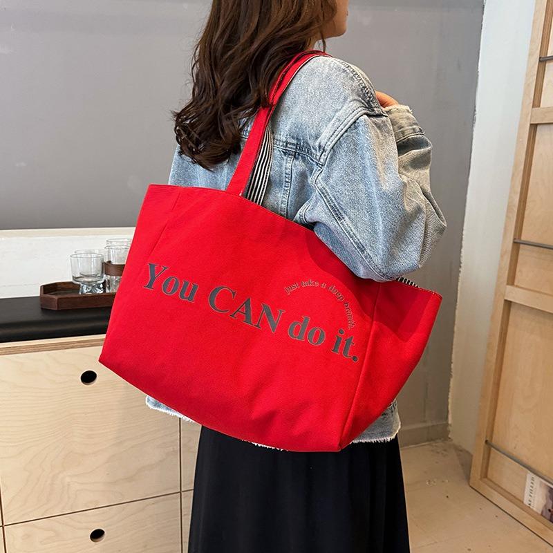 2025 New Colorful Reversible Canvas Tote Bag Striped Shoulder Bag